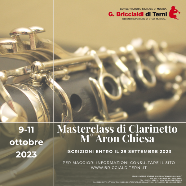MASTERCLASS DI CLARINETTO - M° ARON CHIESA
