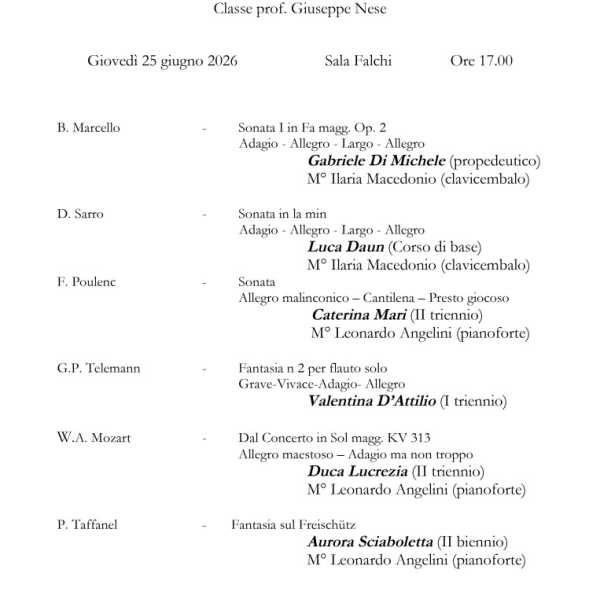 SAGGIO CLASSE DI FLAUTO - 25/06/2026